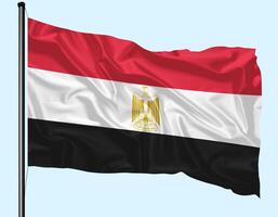 Egypt Flag Wind Waving With Pole photo