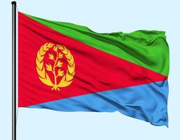 Eritrea Flag Wind Waving With Pole photo