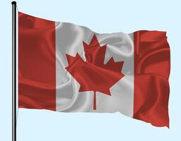 Canada Flag Wind Waving With Pole photo