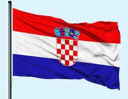 Croatia Flag Wind Waving With Pole photo