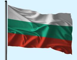 Bulgaria Flag Wind Waving With Pole photo