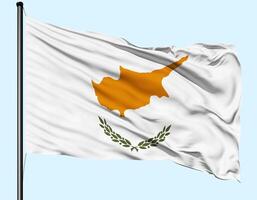 Cyprus Flag Wind Waving With Pole photo