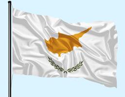 Cyprus Flag Wind Waving With Pole photo