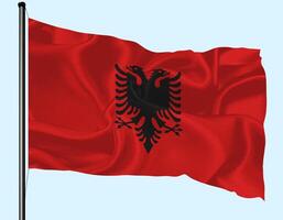 Albania Flag Wind Waving With Pole photo