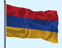Armenia Flag Wind Waving With Pole photo
