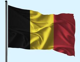 Belgium Flag Wind Waving With Pole photo