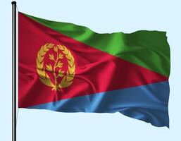 Eritrea Flag Wind Waving With Pole photo