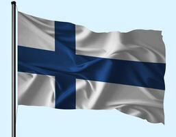 Finland Flag Wind Waving With Pole photo