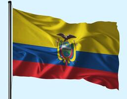 Ecuador Flag Wind Waving With Pole photo