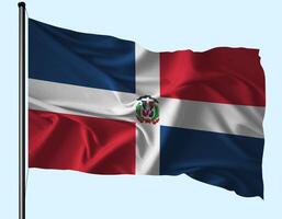 Dominican Republic Flag Wind Waving With Pole photo