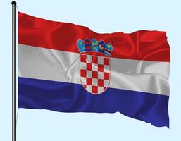 Croatia Flag Wind Waving With Pole photo