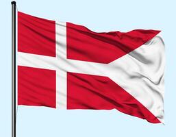 Denmark Flag Wind Waving With Pole photo