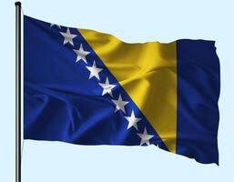 Bosnia and Herzegovina Flag Wind Waving With Pole photo