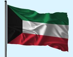 Kuwait Flag Wind Waving With Pole photo