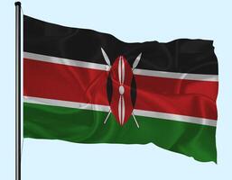 Kenya Flag Wind Waving With Pole photo