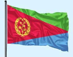 Eritrea Flag Wind Waving With Pole photo