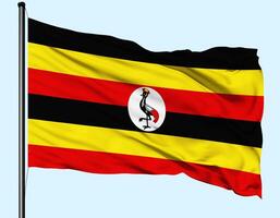 Uganda Flag Wind Waving With Pole photo