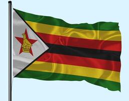 Zimbabwe Flag Wind Waving With Pole photo