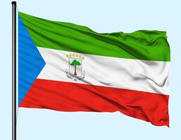 Equatorial Guinea Flag Wind Waving With Pole photo
