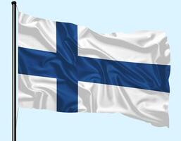 Finland Flag Wind Waving With Pole photo
