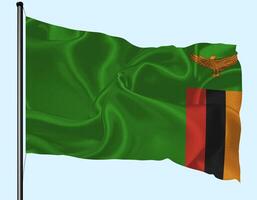 Zambia Flag Wind Waving With Pole photo