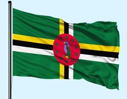 Dominica Flag Wind Waving With Pole photo