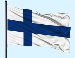 Finland Flag Wind Waving With Pole photo