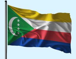 Comoros Flag Wind Waving With Pole photo