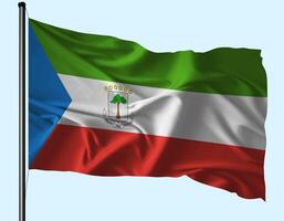 Equatorial Guinea Flag Wind Waving With Pole photo