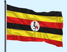 Uganda Flag Wind Waving With Pole photo