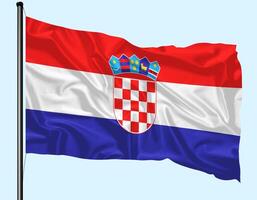 Croatia Flag Wind Waving With Pole photo