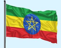 Ethiopia Flag Wind Waving With Pole photo