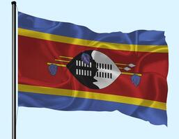 Eswatini Flag Wind Waving With Pole photo