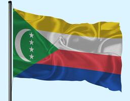 Comoros Flag Wind Waving With Pole photo