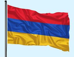 Armenia Flag Wind Waving With Pole photo