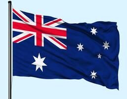 Australia Flag Wind Waving With Pole photo