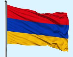 Armenia Flag Wind Waving With Pole photo