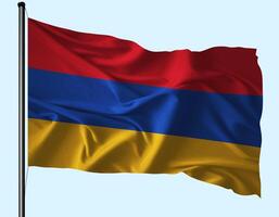 Armenia Flag Wind Waving With Pole photo