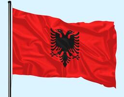 Albania Flag Wind Waving With Pole photo