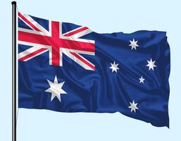 Australia Flag Wind Waving With Pole photo