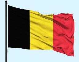 Belgium Flag Wind Waving With Pole photo