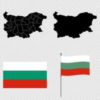 Set of maps, flag and flagpole of Bulgaria. illustration. vector