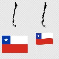 Set of maps, flag and flagpole of Chile. illustration. vector