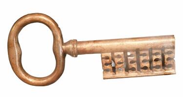 key, antique, old, metal, patterns, background, white, isolated, photo