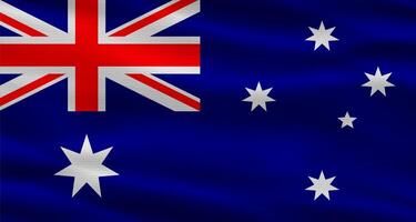 Australian flag with a fabric texture waving. Close up of flag of Australia with cloth texture photo