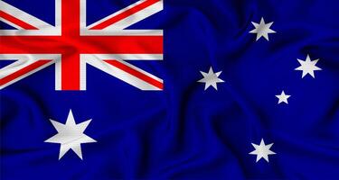 Realistic Australia flag waving. Close up of flag of Australia with cloth texture photo