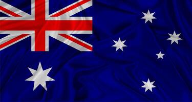 Close up of flag of Australia with cloth texture. Realistic Australia flag waving photo