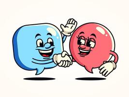 Text bubble shaking hands cartoon mascot. Suitable for business, marketing, promotion and design element vector