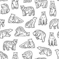 Seamless pattern of bears in different poses vector