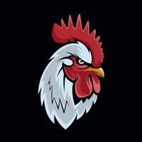 Rooster head on black background vector